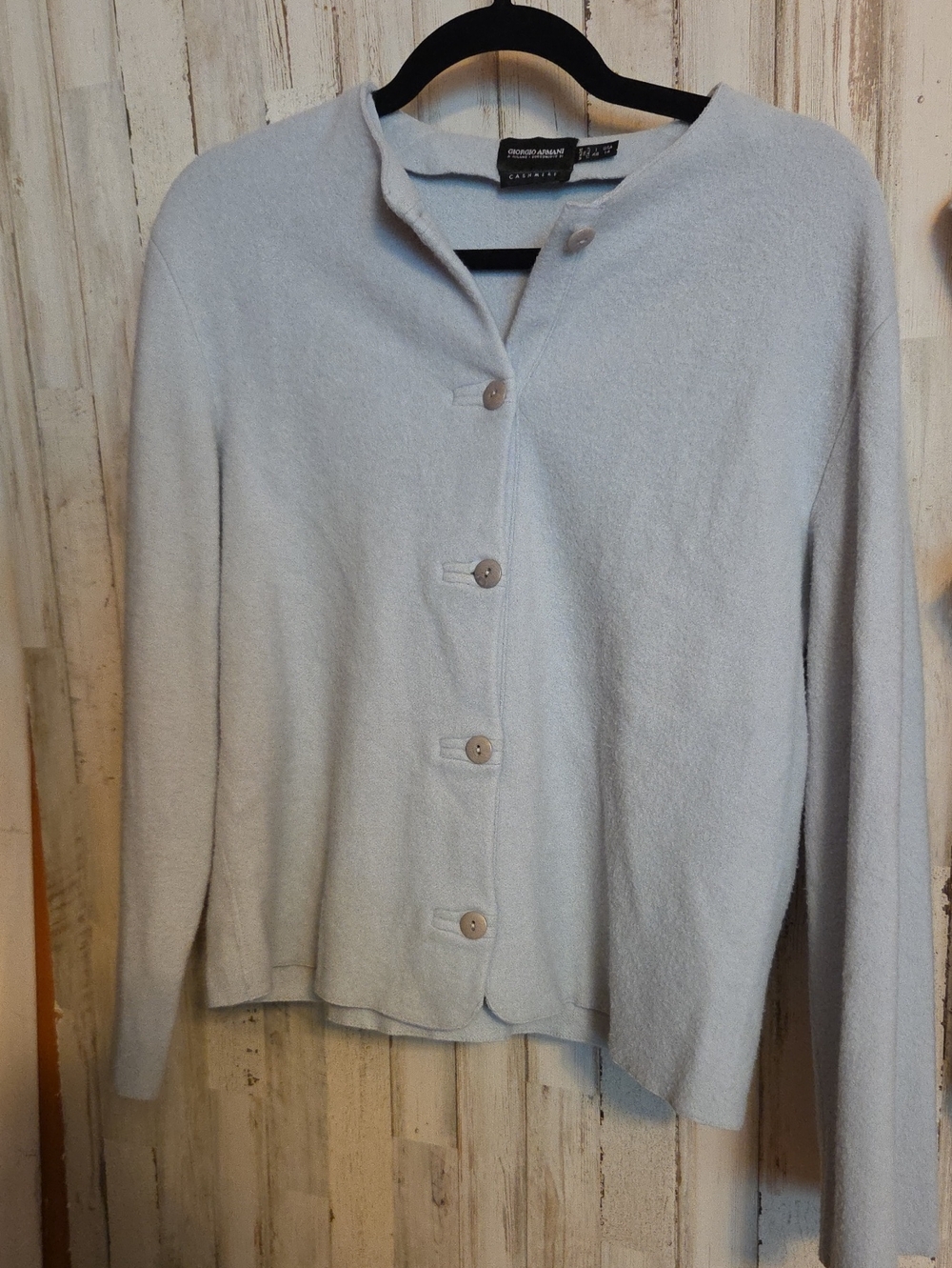 Giorgio Armani Pale Blue Button-Front Women's Cashmere Cardigan